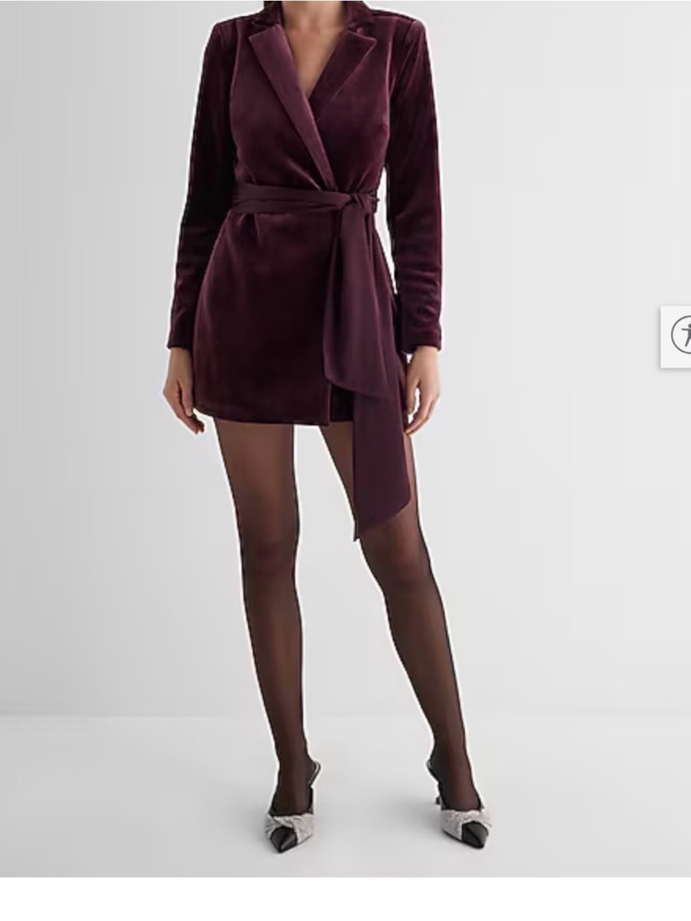Express Velvet Wrap Romper in Deep Plum